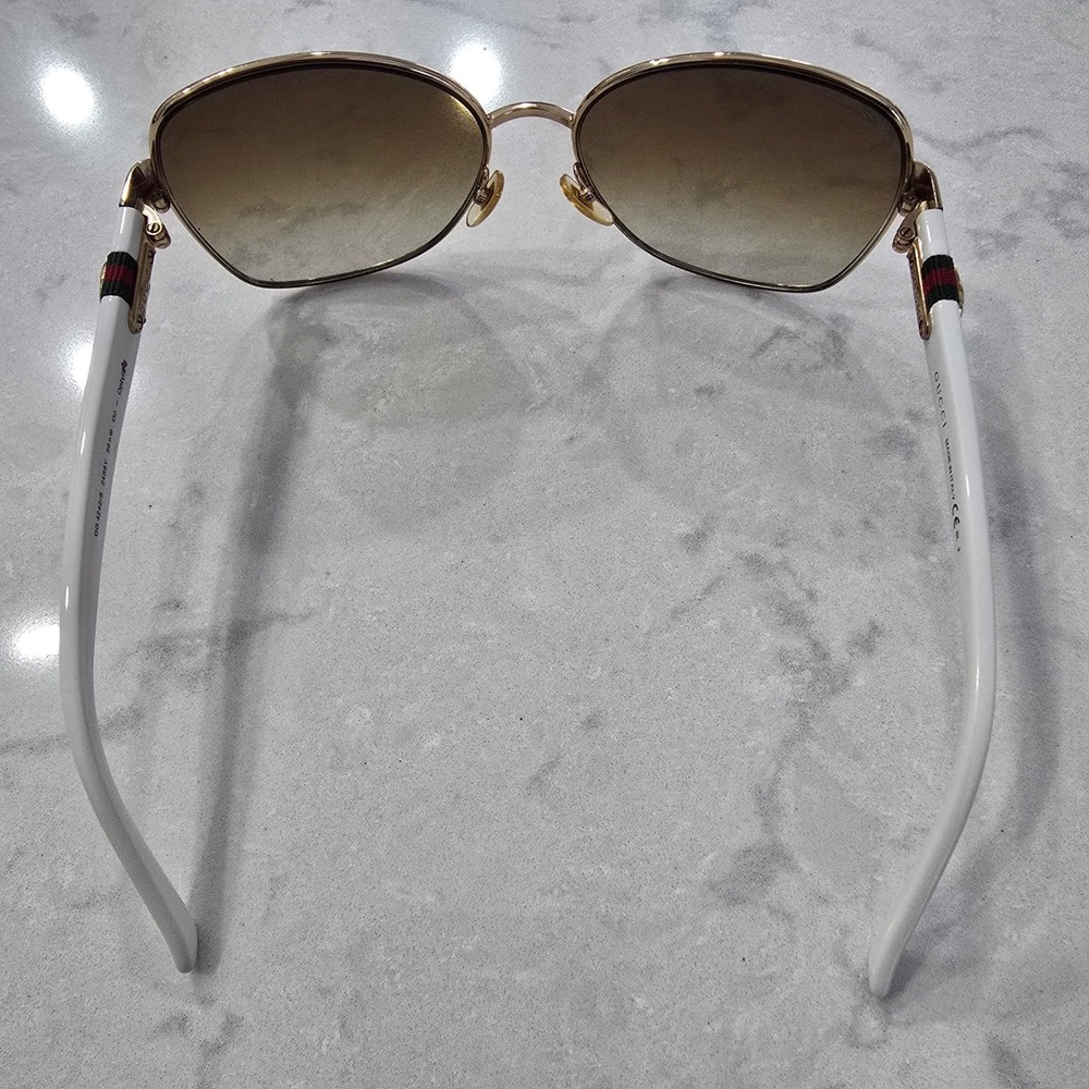 Gucci GG 4242/S White Gold Interlocking G Web Stripe Sunglasses 24S6Y 59-16-130 - Picture 5 of 7